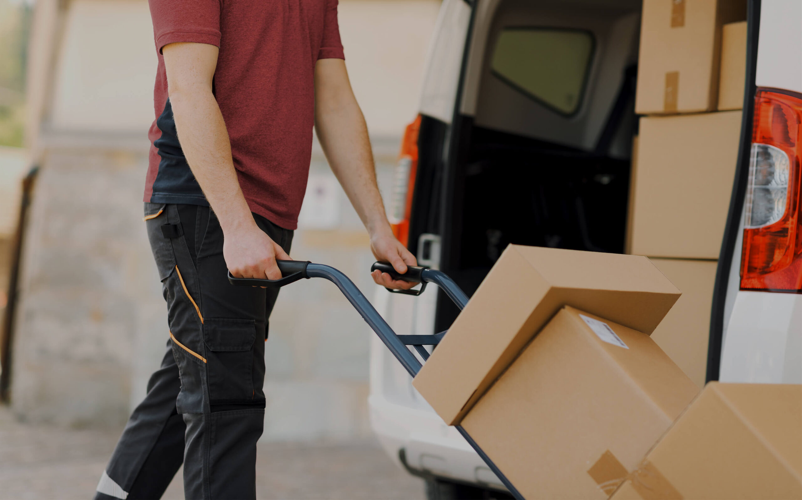 Person handling bulk delivery packages