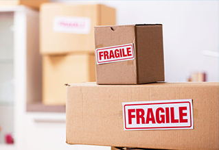 Boxes labeled as fragile